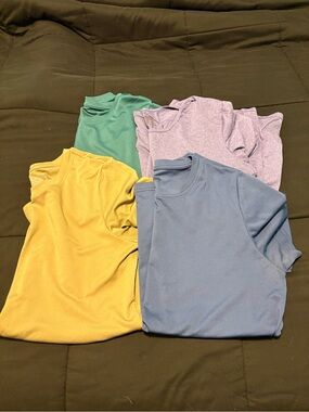 Set of 4 Women’s Crew Neck Tees in Beige, Blue, Green, and Lavender